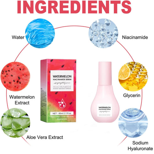 Watermelon Niacinamide Moisturize Serum for Face Skin Care, Moisturize and Lightweight Glow Facial Serum, Hydrating & Brighten with Hyaluronic Aci...