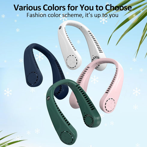 Portable Hands free Bladeless Hanging Neck Fans with Screen Display and 5 Speeds Levels, USB Rechargeable, 360° Cooling Wearable Personal Fan for ...