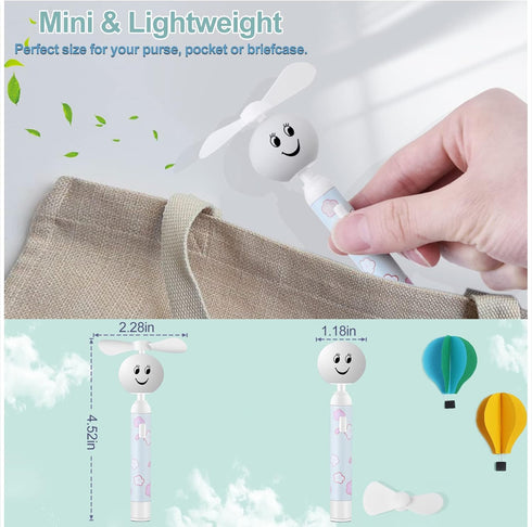 Handheld Mini Fan, Small Portable Pocket Fan, Creative Smiley Face Shaped Personal Fan Replaceable Battery Hand held Fan Cute Little Fan for Girls...