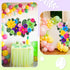 42 Pcs Tissue Paper Flowers Faux Palm Leaves Set 12 Pcs 20''/10'' Colorful Giant Paper Flowers and 30 Pcs Tropical Leaves for Summer Hawaiian Luau...