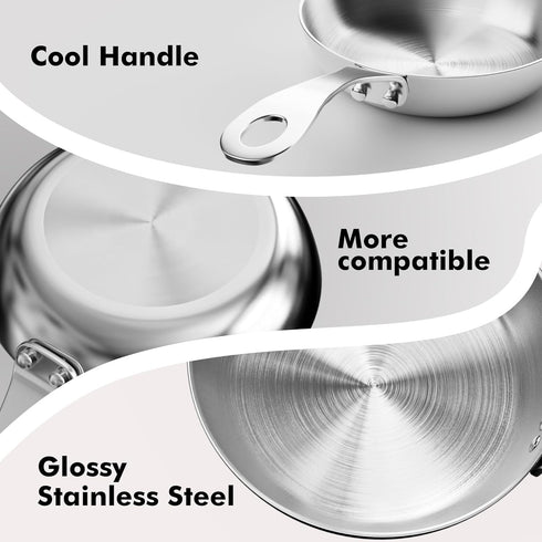 Macevia Mini Sauce Pan,18/8 Stainless Steel Butter Warmer Mini Pan Cooking Sauce Cup with Handle For All Stoves Multipurpose Use for Home Kitchen ...