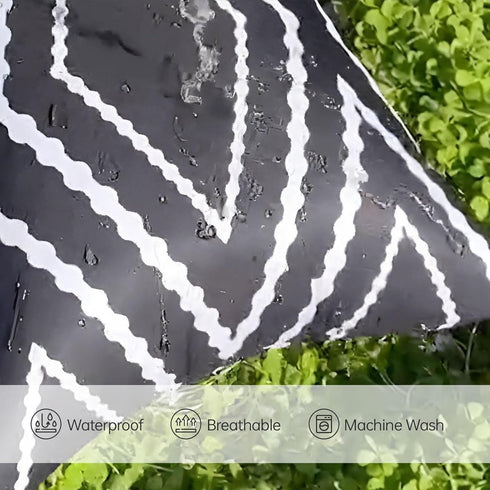 HOMFREEST Black and White Outdoor Pillow Covers 18x18 Waterproof Geometric Boho Pillows Patio Furniture Cushion Case Set of 2...