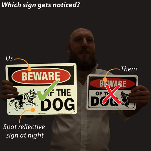 SmartSign Beware of Dog Sign - German Shepherd Signs for Fence/Wall | 10 x 14 Inches, Reflective Aluminum Metal, Dangerous Dog Warning...