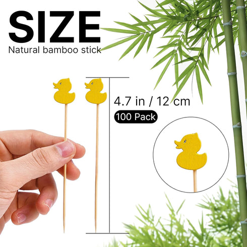 PuTwo Toothpicks 100 Counts Picks Handmade Natural Bamboo Cocktail Sticks,Yellow Ducks...