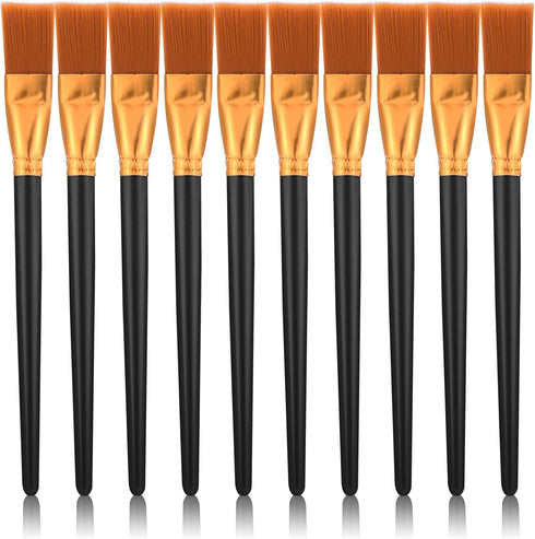 10 Pcs Flat Paint Brushes for Acrylic Painting, 1 Inch Nylon Paint Brushes Artist Painting Brushes Professional Paint Brush Set for Acrylic Waterc...