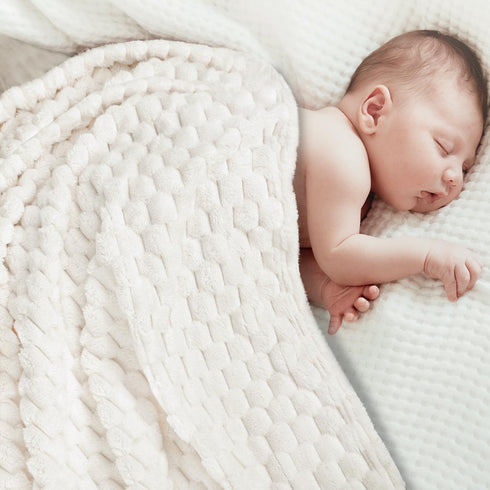 HOMRITAR Flannel Fleece Fluffy Fuzzy Blanket for Baby 3D Jacquard Soft Warm Plush Bed Blanket for Home Decor, Toddler Infant or Newborn Receiving ...