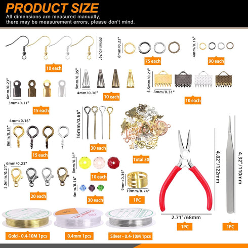 Rustark 1616Pcs Jewelry Making Supplies Kit with Jewelry Pliers, Jewelry Wires, 2 Styles Crystal Glass Beads, Jewelry Findings, Jewelry Repair Too...