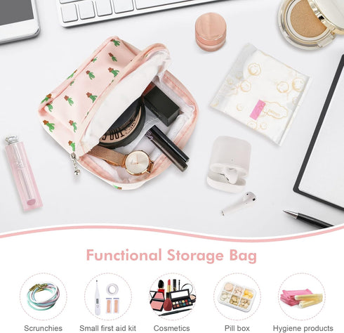 2 Pack Period Bag for Teen Aged Girls, Sanitary Napkin Storage Bag, Functional Waterproof Sanitary Pads Bags for Panty Liners, Tampons, Menstrual ...