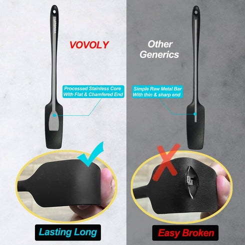 Vovoly Silicone Jar Spatula, Small Head with Long Handle, Rubber Spatulas Scraper for Jar, Blender, Bottle, etc. High Heat Resistant for Nonstick ...