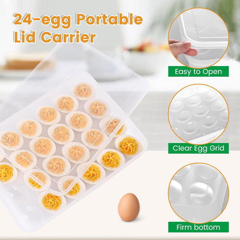 HANSGO Deviled Egg Containers with Lid, Deviled Egg Tray Holder Carrier with Lid for 24 Eggs for Home Party Kitchen Supplies Refrigerator Storage...