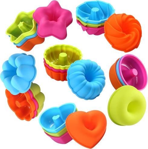 To encounter 24Pack Silicone Molds, Nonstick 2 3/4 inches Donut Mold, Silicone Baking Cups, Donut Pan, Muffin, Jello, Bagel Pan, Oven- Microwave- ...
