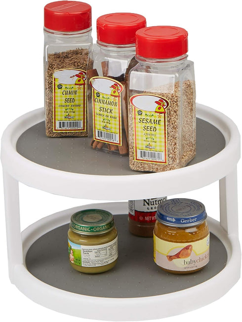 Mind Reader Herb and Spice Rack, Revolving Kitchen Storage Rack, Lazy Susan Countertop Organizer, White...