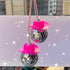 2 PCS Pink Disco Ball Cowboy Hat Car Accessory, Ball, Charm, Accessories for Women, Mini Car, Mirror Ornament...