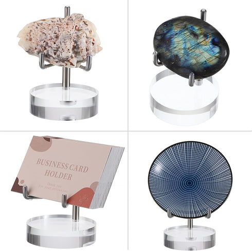 Hipiwe Adjustable Metal Arms Display Stand Easel with Acrylic Base Small Display Easel Holder for Fossil Coral Geodes Rock Mineral Agate Crystals ...