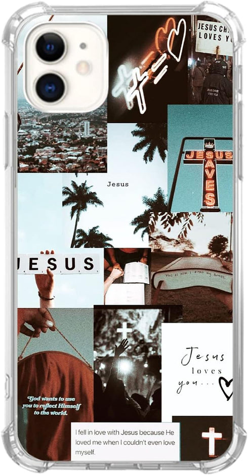 Christian Aesthetic Case Compatible with iPhone 11, Jesus Cross Collage Phone Case for iPhone 11, Cool TPU Protective Phone Case Cover...