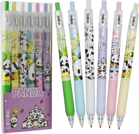 Maydahui 30PCS Kawaii Panda Pens Retractable Panda Gel Pen Cute Little Bear Flower Print Animal Pens Black Ink Comfortable Grip for School Home Of...