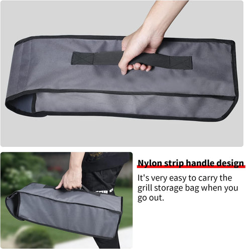 Grill Utensil Accessory Storage Bag Grey Waterproof BBQ Tool Storage Bags Grill Tools Foldable Barbecue Appliance Bracket Bag for Camping Hiking B...