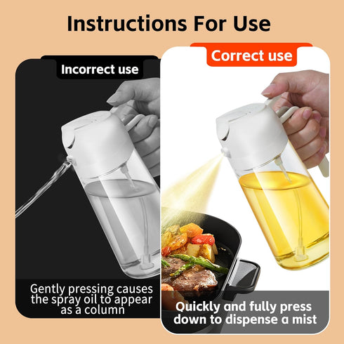 Oil Dispensing, Oil Sprayer For Cooking, Oil Dispenser For Kitchen, 2 in 1 Olive Oil Dispenser And Oil Sprayer 16oz/470ml For Cooking, Kitchen, Sa...