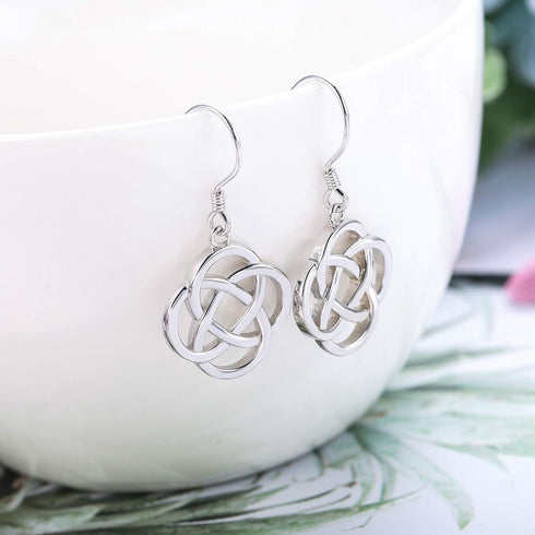 Sllaiss 925 Sterling Silver Celtic Knot Drop Earrings for Women Good Luck Irish Vintage Earrings Round Dangle Earrings...