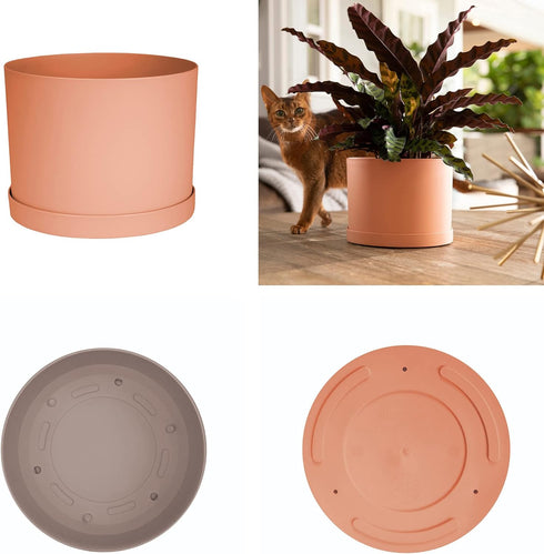 Bloem Mathers Planter w/Saucer Tray 8" Muted Terra Cotta...