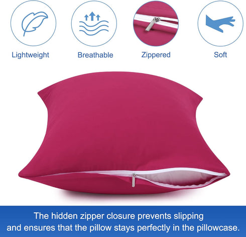 uxcell Pillowcases Weave from 100% Egyptian Cotton, Breathable Soft Pillow Cases with Zipper Closure, 2 Pcs Fuchsia Pillow Covers King Size - 20"x...