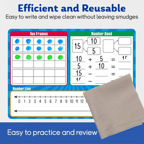 10 Pack Dry Erase Number Line Board Card, 9" x 12" Double Sided 130 Number Chart Math Manipulatives Game Chart, Teacher Classroom Must Haves Dry E...