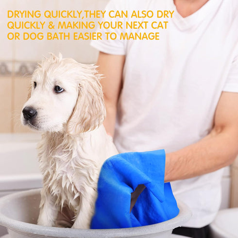 Tatuo 3 Pieces Pet Absorbent Towel Dog Bath Towel 25.2 x 16.34 Inch Dog Quick Drying Towel Pet Shower Towel Cat Grooming Towel Machine Washable Su...