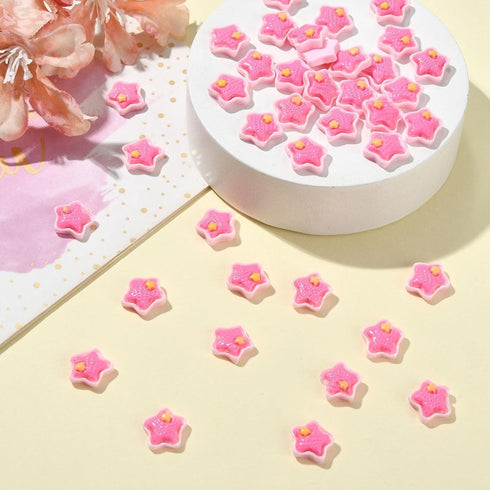 DanLingJewelry 100Pcs Pink 10mm Star Resin Cabochons Mini Flatback Nail Embellishments for DIY Art Jewelry Making Supplies...