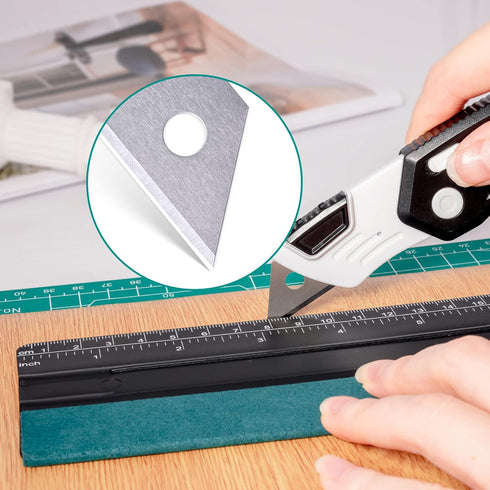 FOSHIO 10 Pack Utility Knife Blades, Heavy Duty Box Cutter Blades SK5 Carbon Steel, Standard Replacement Razor Blades Utility Knife for Leather, R...