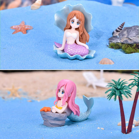 3-Pack Mermaid Fish Tank Decorations Ornament Miniature Mermaid Figurines with Simulated Seaweed Fish Playmate for Fish Tank...