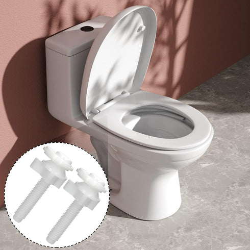 Plastic Toilet Seat Hinge Bolt Screws 2 Pack Toilet Seat Screws Replacement with Nuts and Washers to Fix the Top Mount Toilet Seat...