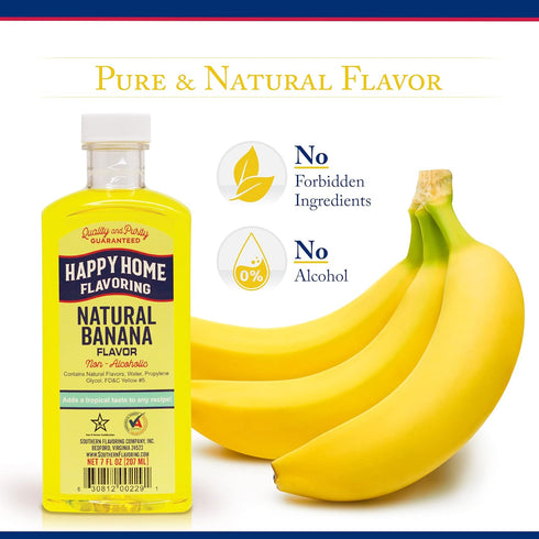 Happy Home Natural Banana Flavoring, Non-alcoholic, Certified Kosher, 7oz....