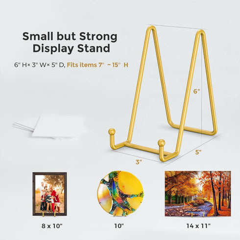 TR-LIFE Plate Stands for Display - 6 Inch Plate Holder Display Stand + Metal Frame Holder Stand for Picture, Decorative Plate, Photo Easel, Tablet...