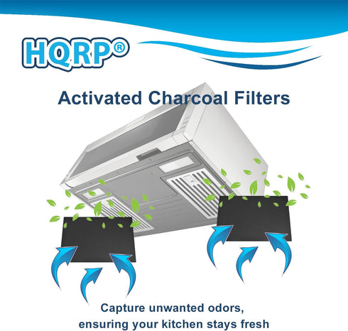HQRP 2-Pack Activated Charcoal Filters Compatible with Kitchen Aid and Whirlpool Over the Range Microwave Hood Models W11213882 Replacement Air Fi...