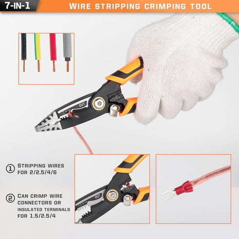7-in-1 Wire Stripper Tool, Wire Stripper Cutters, Wire Stripper Crimper Pliers Electrical Stripping Tool for Electric Cable Stripping Cutting and ...