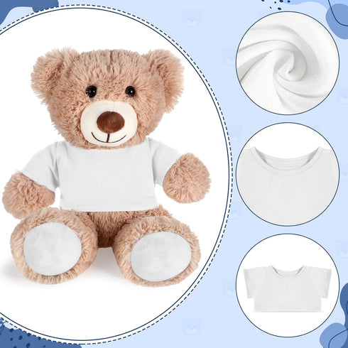 Bear Tee Shirt Fit 14-18inch Bear Clothes Stuffed Animal Clothes Shirt Basic Stuffed Bears Dolls Shirt, White...