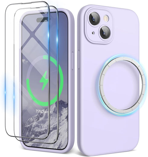 SURPHY Designed for iPhone 15 Plus Case Compatible with MagSafe (6.7 inch 2023), with 2 Pack Screen Protector, Liquid Silicone Phone Case (Camera ...