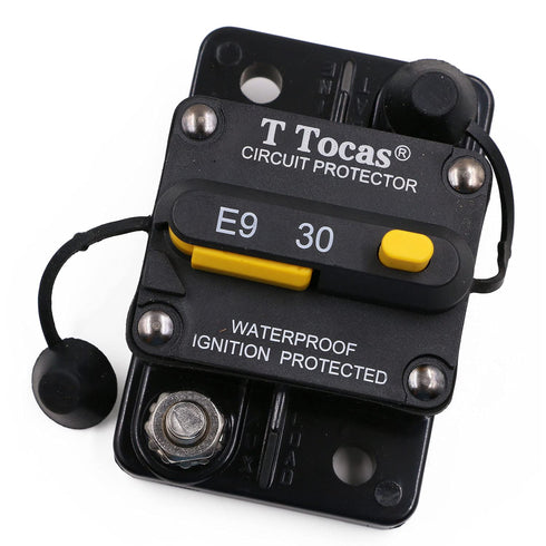 E9 30 Amp Manual Reset Circuit Breaker Surface Mount | 12V-72V DC | UL Certified Waterproof IP67 Protection Switchable 30A...