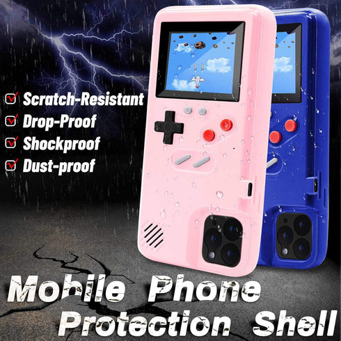 Game Console Case for iPhone, Retro Protective Cover Self-Powered Case with 36 Small Games,Full Color Display,Video Game Case for iPhone 15 Plus (...
