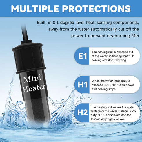 Small Aquarium Heater,Submersible Adjustable Mini Fish Tank Heater 20W,Betta Heater with External Temperature Controller,LED Temperature Display, ...