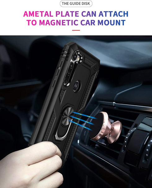 Androgate Moto G Stylus/Pro Case with Tempered Glass Screen Protectors, Ring Kickstand Car Mount, Shockproof Cover, Black...