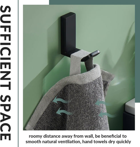 APLusee 2 Pack Bath Robe Hook, 304 Stainless Steel L Shape Coat Holder, Bathroom Home Accessories Matte Black...