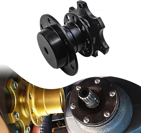 Pack-1 Car Steering Wheel Quick Release, 3.34" x 2.75" Alloy 6 Hole Racing Modification Steering Wheel Device, Wheel Heightening Adapter, Universa...