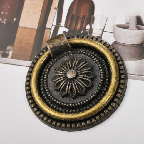Saim Antique Bronze Knobs Pulls Handles Cabinet Ring Pulls with Screws Metal Hardware Antique Retro for Dresser Drawer Cabinet Cupboard - 8 PCS...