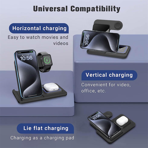 Wireless Charger 3 in 1 Wireless Charging Station for Multiple Devices 15W Fast Charging Stand for iPhone 15 14 Pro Max 13 12 11 XS XR 8 Plus, Air...
