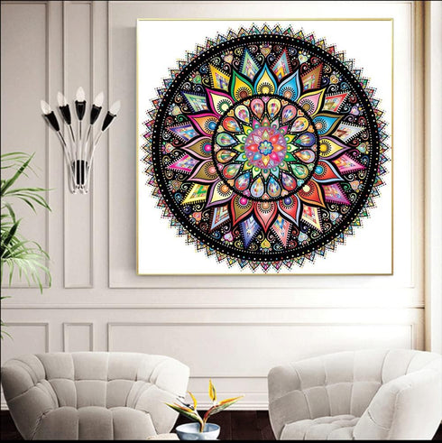 5D Mandala Diamond Painting Kits for Adults, DIY Diamond Art Full Drill Cross Stitch Embroidery Crafts, Mosaic Making, Home Decor (14 x 14 in) (C ...