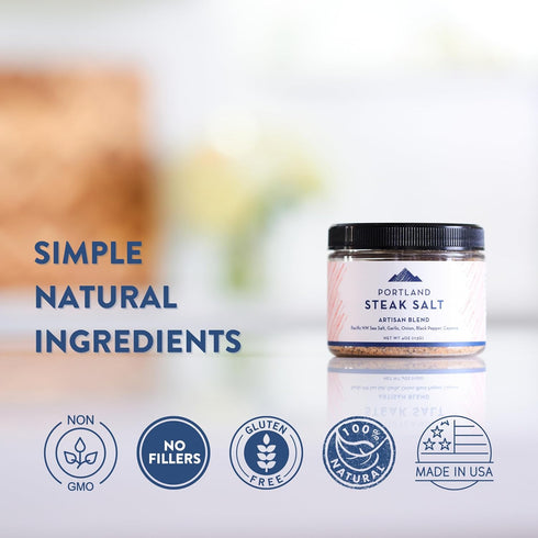 Portland Salt Co. Steak Salt & Spice Blend – SPG Seasoning - Savory Mix of Sea Salt, Pepper & Garlic - Signature All-Purpose Gourmet Rub - Non-GMO...