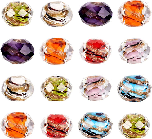 Craftdady 12mm Gold Sand Lampwork Faceted Glass Beads Millefiori Round Loose Bead with 1mm Hole for Jewelry Making, About 40pcs/Strand...