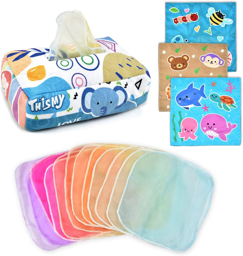 Baby Toys 6-12 Months Tissue Toy Montessori Toy for Babies 6-12 18 Months, Soft Contrast Crinkle Sensory Toys for Toddlers...