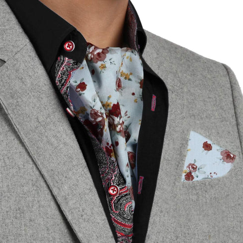 Dan Smith Light Blue,Burgundy,Rosy Brown Long-Self Ascot Tie For Mens 53" Big And Tall Long-Self Cravat Necktie Pocket-Square Set Blue 100% Pure C...